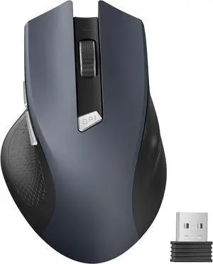 Wireless Mouse for Laptop, 2.4GHz Computer Mouse 3 Adjustable DPI Office Cordless USB Mice with USBA Receiver, 6 Buttons, 1600 DPI, Medium to Large Sized Hands Compatible with PC, Laptop, Desktop