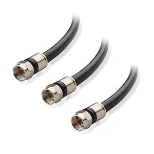 3Pack CL2 inWall Rated cm Quad Shielded Coaxial RG6 Coax in Black 6 Feet