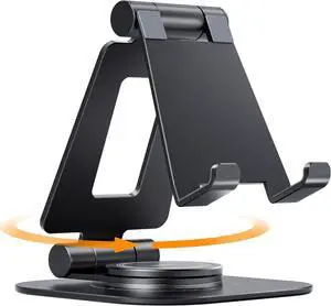 360 Rotating Cell Phone Stand, Fully Adjustable Foldable Desktop Phone Holder Cradle Dock, Thick Case Friendly, Compatible with All Phones, Nintendo Switch, Black 360 Rotating Cell Phone Stand, Fully Adjustable Foldable Desktop Phone Holder Cradle Dock, Thick Case Friendly, Compatible with All Phones, Nintendo Switch, Black