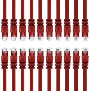 20 Pack Cat 6 Ethernet Cable Cat6 Snagless Patch 1 Foot Computer LAN Network Cord Red 20 Pack Cat 6 Ethernet Cable Cat6 Snagless Patch 1 Foot Computer LAN Network Cord Red