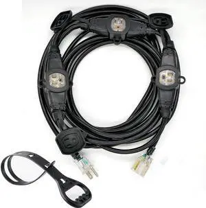 25FT 14 Gauge Outdoor Power Extension Cord Four Outlet Cable.Multiple Evenly-Spaced Plug Ideal for Landscaping Light Stage Backline Holiday Decoration and Christmas UL Listed Cord Splitter