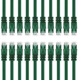 FOR 20 Pack Cat 6 Ethernet Cable Cat6 Snagless Patch 1 Foot Computer LAN Network Cord Green