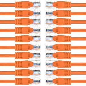 FOR-100-Pack Cat6 Patch Cable 0.5 Foot / 6 Inches Cat 6 Ethernet Cable Snagless Flexible Soft Tab - Preimum Series - Orange