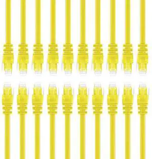 20 Pack Cat 6 Ethernet Cable Cat6 Snagless Patch 5 Feet Computer LAN Network Cord Yellow