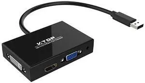 FOR-3.0 to HDMI-DVI-VGA Video Graphics Card Adapter for Multiple Monitors-Add HDMI and DVI-D or HDMI and VGA (Compatible for Windows 10, 8.1, 7, XP)