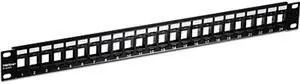 24-Port Blank Keystone 1U Patch Panel, 1U 19" Metal Rackmount Housing, Recommended with TC-K25C6 & TC-K50C6 Cat6 Keystone Jacks (Sold Separately), Black, TC-KP24