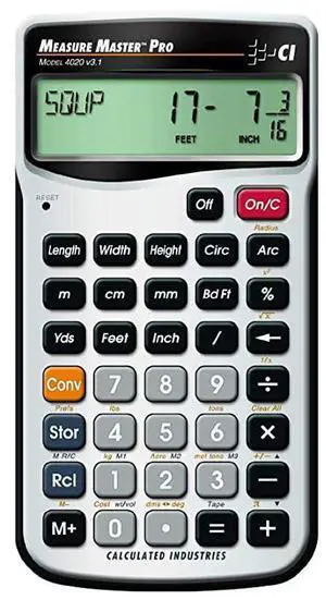 Measure Master Pro FeetInchFraction and Metric Construction Math Calculator