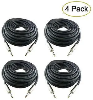 for4Pcs 25 Feet Professional 1/4" to 1/4" Speaker Cables, 12 Gauge AWG 2-Conductor 1/4 Male Inch Heavy Duty Audio Amplifier Cord Wire, 4 Pack