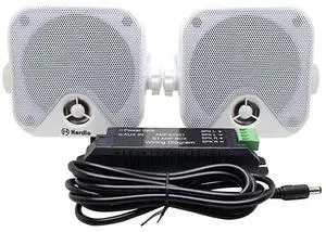 for4 Inches Marine Box Bluetooth Speakers Compact Waterproof Audio Stereo Sound System with 100 Watt Power for Boat Golf cart Jeep ATV UTV Truck Heavy Duty Powersports Vehicles Courtyard White