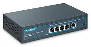 for5 Port Gigabit PoE Switch with 4 Port PoE+ 1000Mbps 8023afat 78W Builtin Power Fanless Metal Unmanaged Plug Play