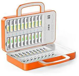 FOR 40Slot Battery Charger for 2/4/.20/24.38/40 pcs AA AAA Rechargeable Batteries - Advanced Multiple Battery Charger with 4 USB Output for Phones - Handle Design(Batteries not Included)