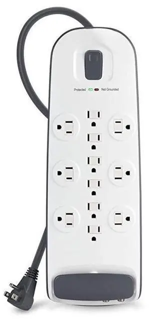 12Outlet Advanced Power Strip Surge Protector 8ft Cord Telephone And Coaxial Protection 3996 Joules