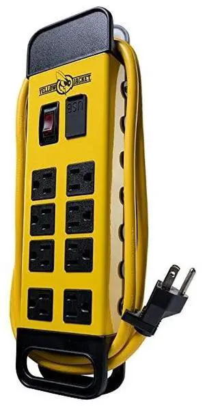 FOR 5148 Modern 8Outlet Metal Power Block with 2 USB Ports Yellow