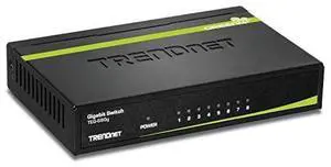 8Port Unmanaged Gigabit GREENnet Desktop Metal Switch Ethernet Splitter Fanless16Gbps Switching Capacity Plug Play Lifetime Protection TEGS80GBlack