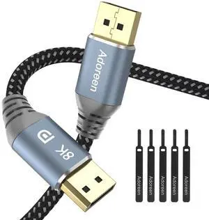 for8K DisplayPort 1.4 Cable 25 Feet DP Cord From 1.5-30FT (8K@60Hz 4K@144Hz 1080P@240Hz 2K 32.4Gbps) HBR3 HDCP HDR FreeSync G-Sync Braided Display Port for Monitor 3090 Graphics + 5 Ties-NOT HDMI