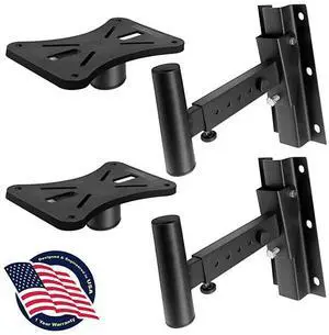 for90°30° Angle Tilt Rotation Adjustment SolidSteel Pin Serves as SafetyStop Mount Speaker Bracket StandsDual Universal Adjustable w 125 Distance from Wall PSTNDW15