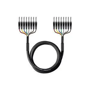 601496 8Channel 14 Inch TS Male to 14 Inch TS Male Snake 26AWG Cable Cd 6 Meter 20 Feet With 8 Balanced Mono Unbalanced Stereo Lines