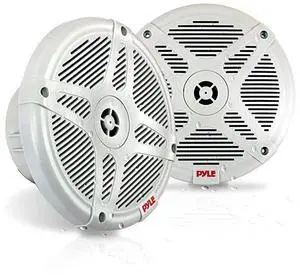 for65 Inch Marine Speakers Pair 2way IPX4 Waterproof and Weather Resistant Outdoor Audio Dual Stereo Sound System with 600 Watt Power and Low Profile Design  PLMR652W White