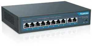 for8 Port PoE Switch with 2 Gigabit Uplink 8 PoE+ Port 100Mbps 120W 802.3af/at Extend Function Metal Fanless Unmanaged Plug and Play Network Switch