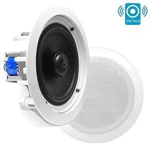 8 Ceiling Wall Mount Speakers Pair of 2Way Midbass Woofer Speaker 70v Transformer Directable 1 Titanium Dome Tweeter Flush Design w 55Hz22kHz Frequency Response amp 300 Watts Peak  PDIC80T
