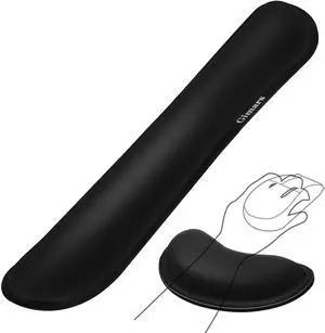 Gimars Upgrade Enlarge Gel Memory Foam Set Keyboard Wrist Rest Pad Mouse Wrist Cushion Support for Office Computer Laptop Mac Comfortable Lightweight for Easy Typing Pain Relief Black