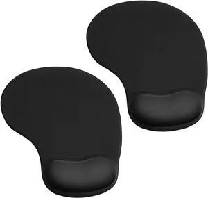 JIKIOU 2 Pack Mouse Pad Ergonomic Mouse Pad with Gel Wrist Rest Support Comfortable Wrist Rest Mouse Pad with Non-Slip PU Base for Computer Laptop Home Office Travel Small Size 9 x 7.5 inch Black