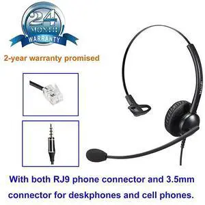 FOR Headset RJ9 Phone Headset for IP Phone with Noise Cancelling Microphone Plus 35mm Connector