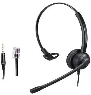 Headset with RJ9 Jack for Cisco PhoneIncluding 35mm Connector for Cell Phone PC Laptops Mono Telephone Headset with Noise Cancelling Microphone for Call Centers Landline Deskphone