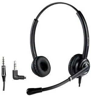 Headset with Noise Canceling Microphone for Panasonic Telephone Including 35mm Connector for Smartphone PC Laptop Office CallCenter Headset for Cisco ATT Vtech Undiden Cordless DECT Phone