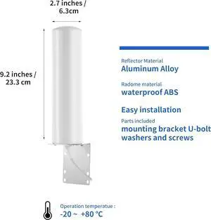 FOR High Gain 10-12dBi Dual SMA Male 698-2700 MHz 3G/4G LTE Omni-Directional Outdoor Pole/Wall Mount Antenna for Mobile Cell Phone Cellular 4G LTE Router Modem Gateway