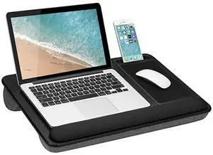 Home Office Pro Lap Desk with Wrist Rest Mouse Pad and Phone Holder Black Carbon Fits Up To 156 Inch Laptops style No 91598