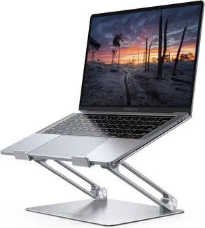 FOR-Laptop Stand Riser Portable - Foldable Height Adjustable Ergonomic Computer Notebook Stand Holder Lift for Desk Compatible with MacBook Air Pro Dell XPS HP (10-17) - Silver