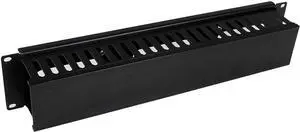 Horizontal 2U Server Rack Cable Management Finger Duct w/ Cover - 19" Network Rack Wire Duct Raceway Panel - Slotted Wire Duct (CMDUCT2U),Bla