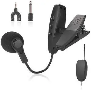 Instrument MicrophoneUHF Clip Condenser Micfor HornsTrumpetsClarinets Saxophones Cello Computer Phone Speakers Voice Amplifier 131ft Range 1814 Port