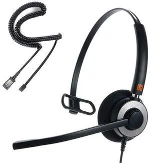 IPH160 Professional Monaural Noise Cancelling Corded landline Phone Headset for Call CenterOffice with U10P Cable Works with AvayaLucent NortelPolycomSamsungMitel and Many Other IP Phones