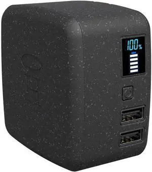 HALO Portable Phone Charger Power Cube 10000mAh - Innovative Car Charger Power Bank with Dual USB Compatible Charging Ports Built-in Charging Adapters - Black (801105857)