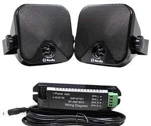 Inches Heavy Duty Waterproof Boat Marine Box Bluetooth Outdoor Speakers Surface Mounted for Camper Skid Steer ATV UTV RZR Golf Cart Tractor