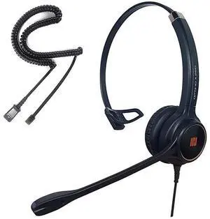 IPH250 OptimoX Single Ear Noise Cancelling Corded Headset for Call CenterOffice and Landline Phones w U10P Bottom Cable w RJ9 Jack Works with Poycom VVXAvayaNortel Mitel and Many IP Phones