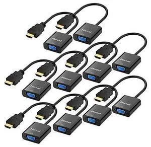 HDMI to VGA10 Pack  GoldPlated HDMI to VGA Adapter Male to Female for Computer Desktop Laptop PC Monitor Projector HDTV Chromebook Raspberry Pi Roku Xbox and More Black