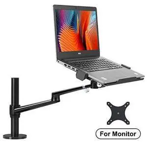 Laptop/Notebook/Projector Mount Stand,Height Adjustable Single Arm Mount Support 12-17 inch Laptop/Notebook/Tablet, Free Removable VESA 75X75 and 100X100 for Monitor 17-32 inch (Silver)
