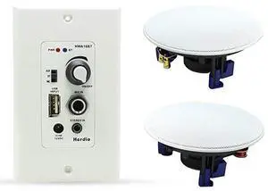 Home Audio Package Wall Mount Audio Control Amplifier Receiver System and HCS418 in Ceiling Bathroom Kitchen Living Room Speakers A Pair