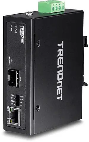FOR-Hardened Industrial 1001000 BaseT to SFP Media Converter DINRailWall Mount Multi or Single Mode Fiber Power Supply Sold Separately TIF11SFP