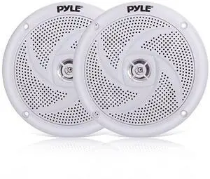 Marine Speakers 4 Inch 2 Way Waterproof and Weather Resistant Outdoor Audio Stereo Sound System with 100 Watt Power and Low Profile Slim Style Design 1 Pair PLMRS4W White