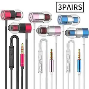 Metal Headphones Earphones Earbuds Earphones Noise Islating High Definition Stereo for Samsung iPhoneiPad iPod and Mp3 Players Mixed