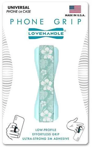 FOR Phone Grip for Most Smartphones and Mini Tablets Blue Hawaii Design Colored Elastic Strap with Light Blue Base LH01BlueHawaii