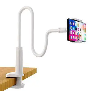 Phone Holder Bed Gooseneck Mount Flexible Arm 360 Mount Clip Adjustable Bracket Clamp Stand Compatible with Cell Phone 11 Pro XS Max XR X 8 7 6 Plus 5 4 Samsung S10 S9 S8 for Bedroom Desk