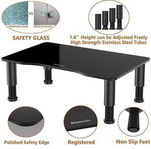 Pack Computer Monitor Stand Riser with Height Adjustable Multi Media Desktop Stand for Flat Screen LCD LED TV LaptopNotebookXbox One Black HD01B0