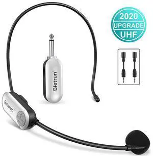 for  Microphone Headset New Upgrade Uhf Mic System 165ft Range 1418 Plug Head Mounted Handheld 2 In 1 For Iphone Ipad Android Desktop Camera Speaker Recording Amplifier