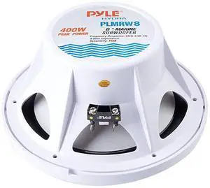 FOR PLMRW8 8Inch Outdoor Marine Audio Subwoofer 400 Watt Single White Waterproof Bass Loud Speaker For Marine Stereo Sound System Under Helm or Box Case Mount in Small Boat Water Vehicle