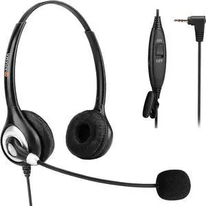 Phone Headset 2.5Mm With Noise Canceling Mic & Mute Switch Ultra Comfort Telephone Headset For Panasonic At&T Vtech Uniden Grandstream Polycom Cordless Phones